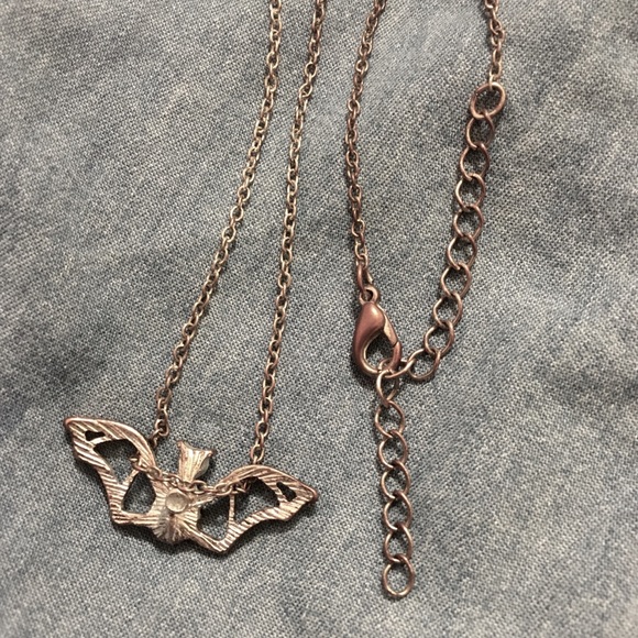 Bat Silver/Rose Gold Necklace, Diamond/Bronze - Picture 5 of 5